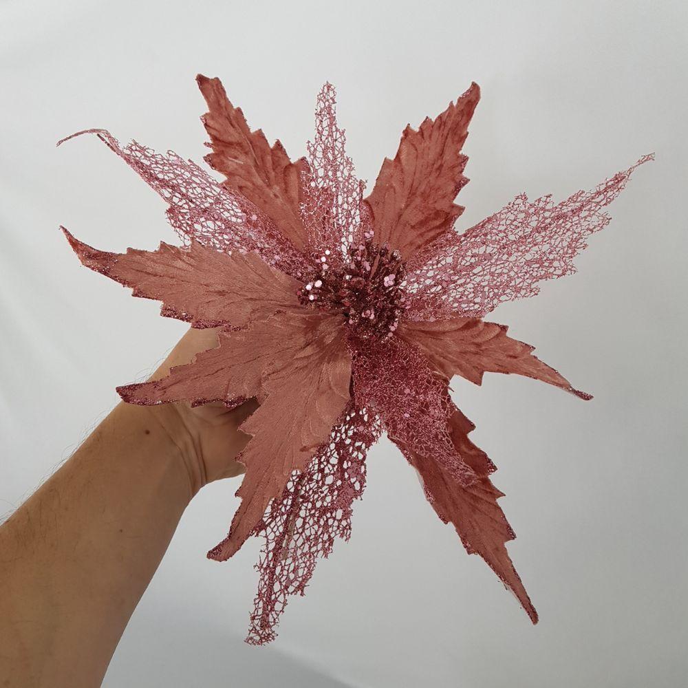 Flor Artificial Natal Rosa 34cm - 2