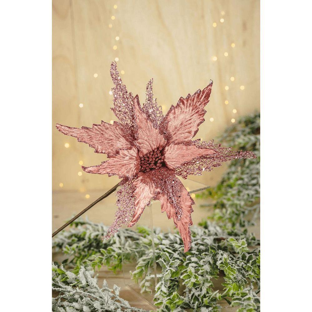 Flor Artificial Natal Rosa 34cm - 5