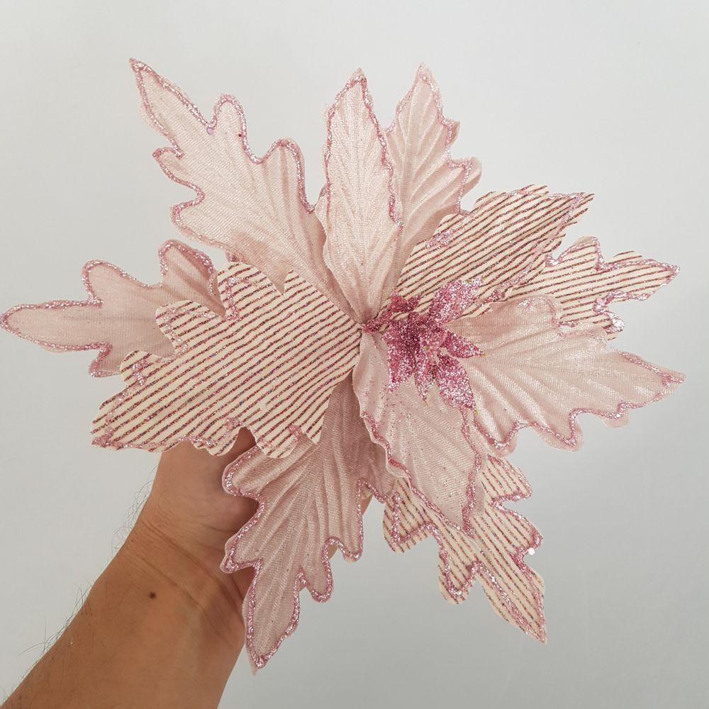 Flor Artificial Natal Rosa 25cm - 3