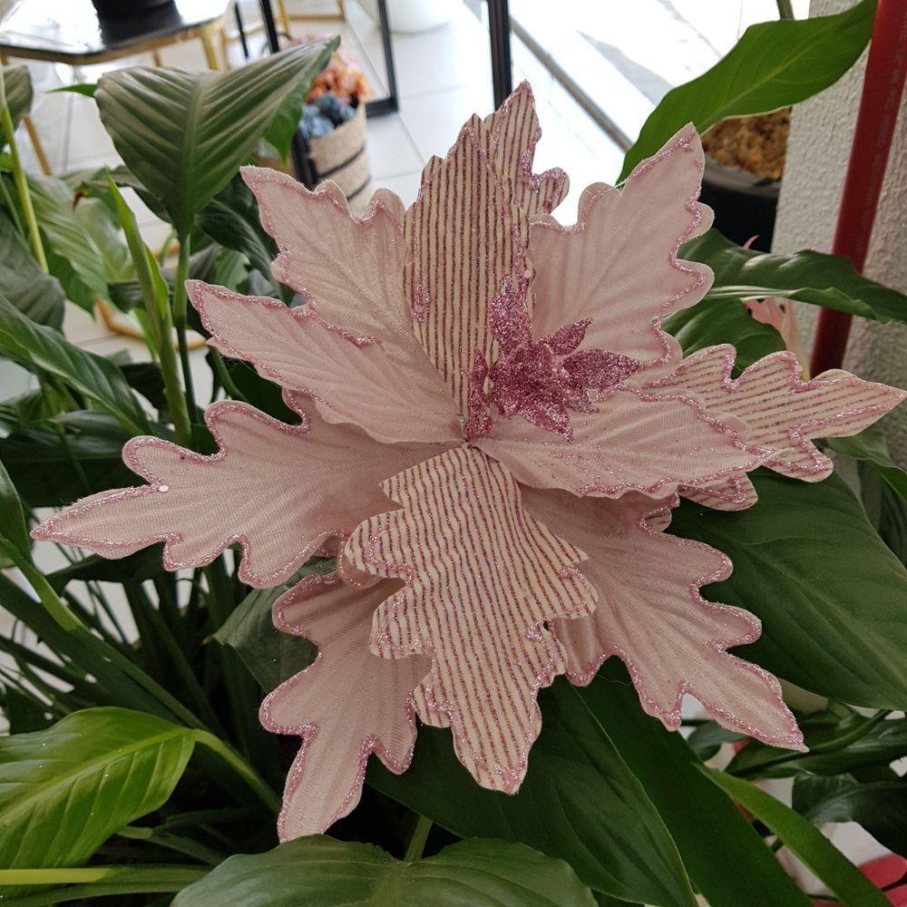 Flor Artificial Natal Rosa 25cm - 4