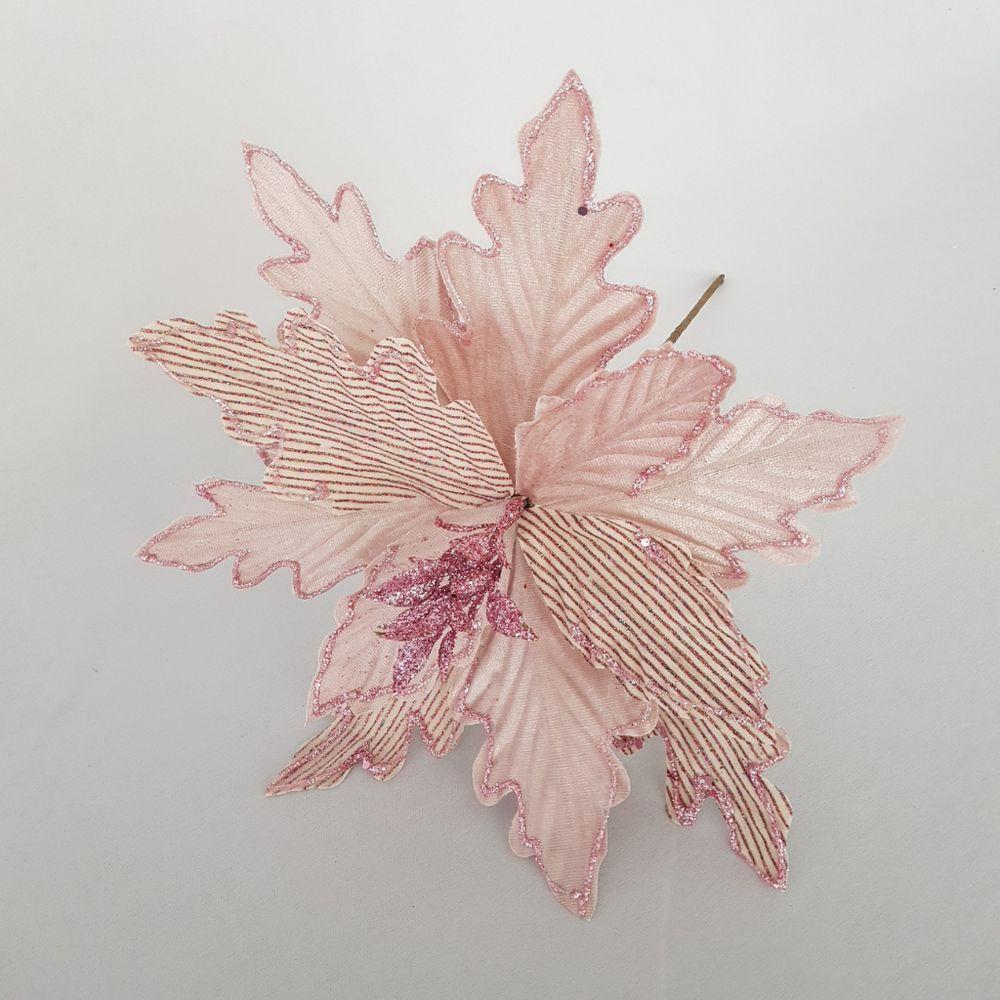 Flor Artificial Natal Rosa 25cm - 5