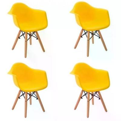 Kit 04 Cadeira Eiffel Com Braço - Amarelo Amarelo