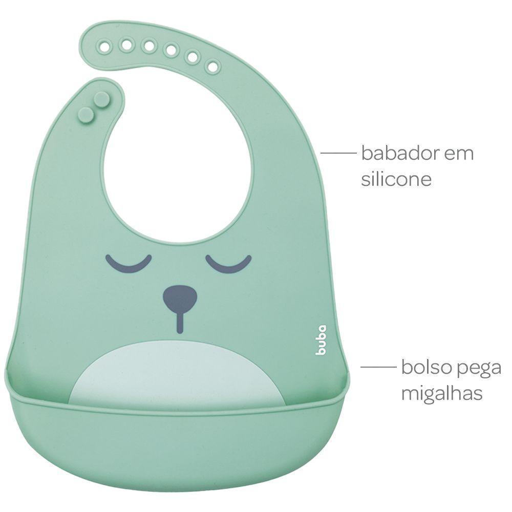 Babador De Silicone Com Pega Migalhas - Buba Verde 12094 - 2