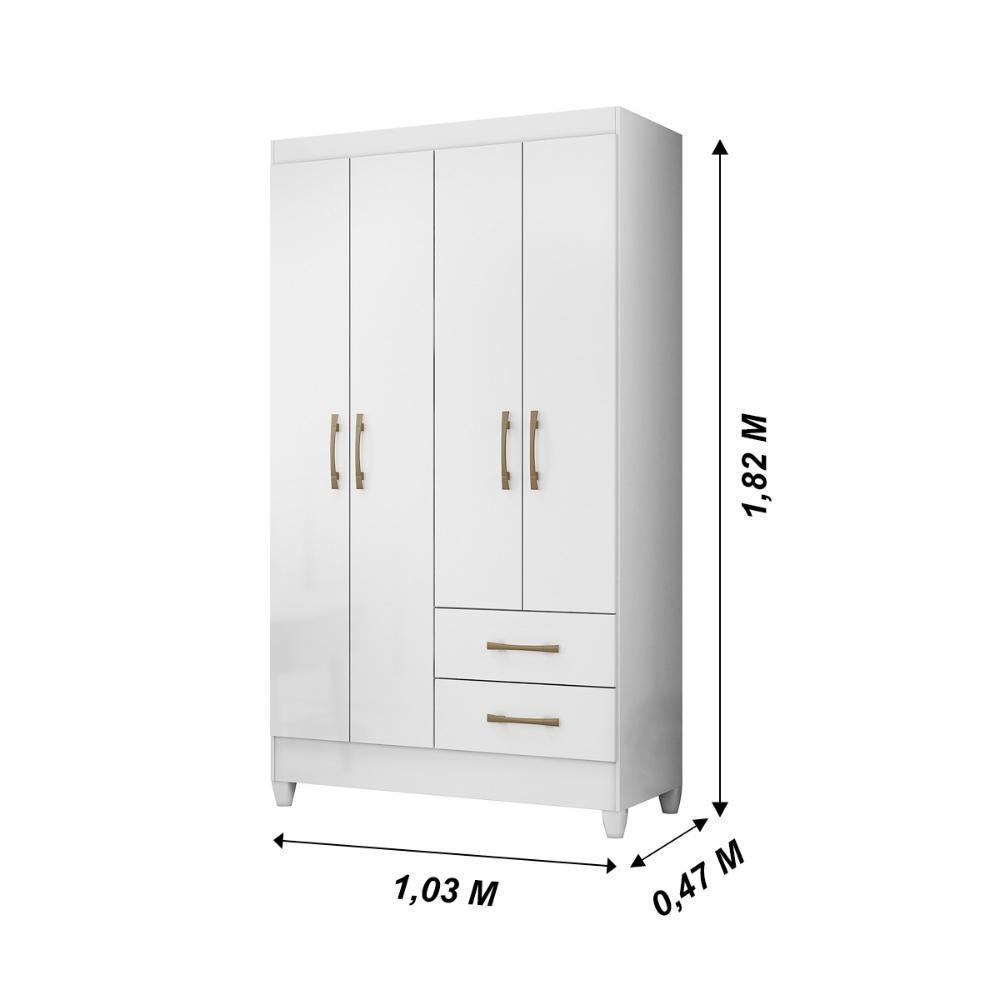 Guarda Roupa Solteiro 4 Portas 2 Gavetas Branco Chile - Moval - 8