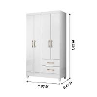 Guarda Roupa Solteiro 4 Portas 2 Gavetas Branco Chile - Moval - 8