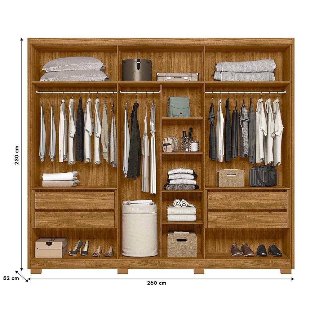 Guarda Roupa Casal 6 Portas 4 Gavetas Araguaia - Freijó - Cinza Freijó - Cinza - 3