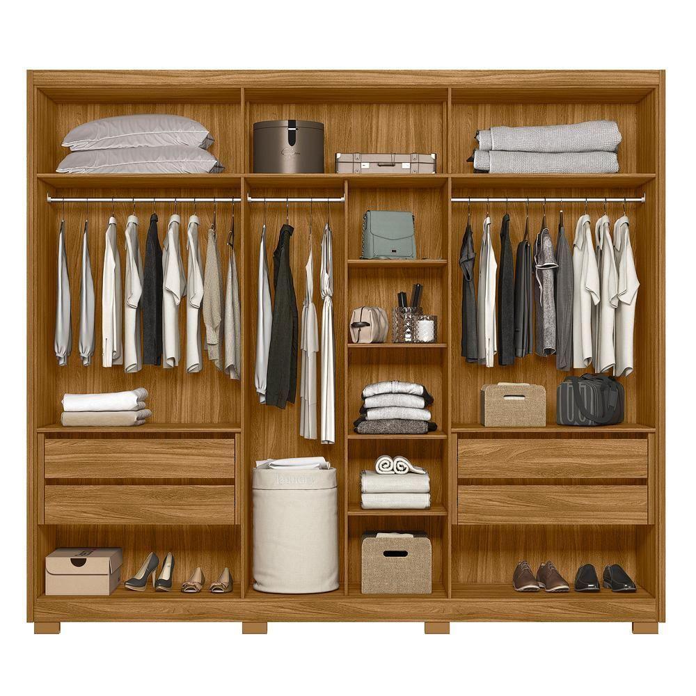 Guarda Roupa Casal 6 Portas 4 Gavetas Araguaia - Freijó - Cinza Freijó - Cinza - 6