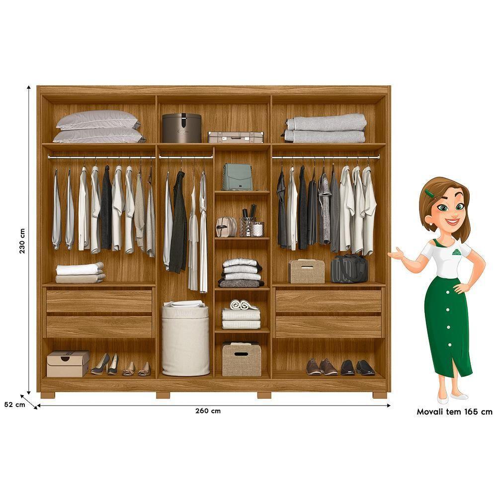 Guarda Roupa Casal 6 Portas 4 Gavetas Araguaia - Freijó - Cinza Freijó - Cinza - 8