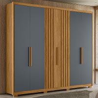 Guarda Roupa Casal 6 Portas 4 Gavetas Araguaia - Freijó - Cinza Freijó - Cinza - 1