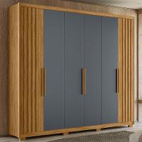 Guarda Roupa Casal 6 Portas 4 Gavetas Araguaia - Freijó - Cinza Freijó - Cinza