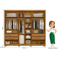 Guarda Roupa Casal 6 Portas 4 Gavetas Araguaia - Freijó - Cinza Freijó - Cinza - 8