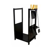 Suporte Porta Lenha Em Aço Carbono E Kit Lareira 80X39X35Cm - 1