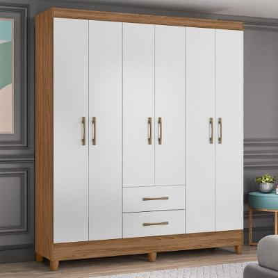 Guarda Roupa Casal 6 Portas 2 Gavetas 153cm Paraná M07 Naturale/branco - Mpozenato