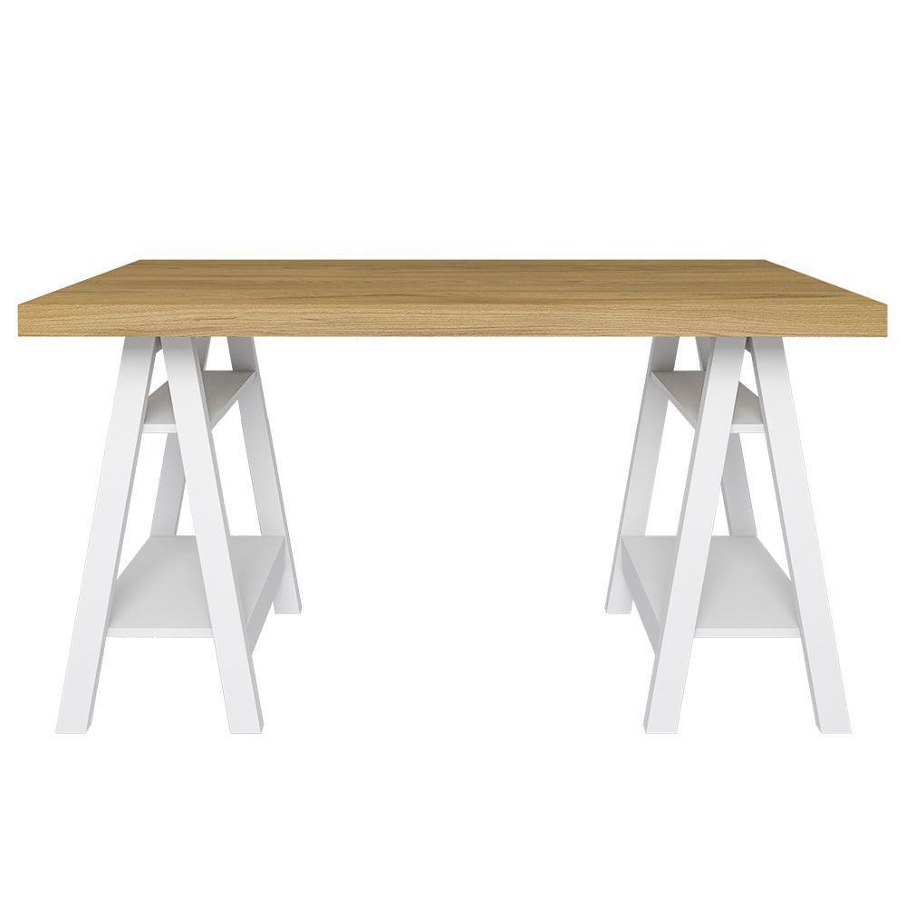 Mesa Escrivaninha 135cm Pés Cavalete Darte A06 Olmo-branco - Mpozenato - 2