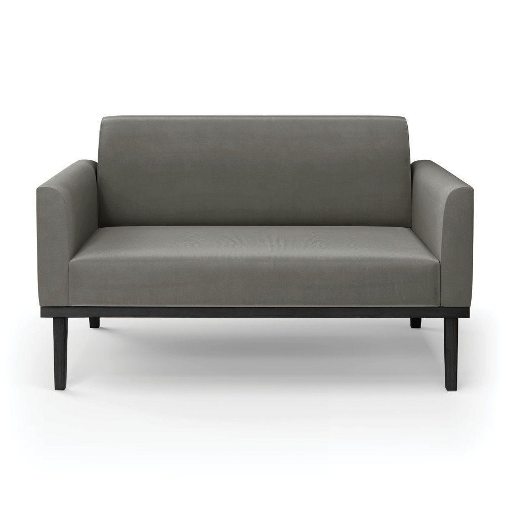 Sofá Namoradeira Base De Madeira Fixa Preto Marisa Suede D03 - D'Rossi Grafite - 2