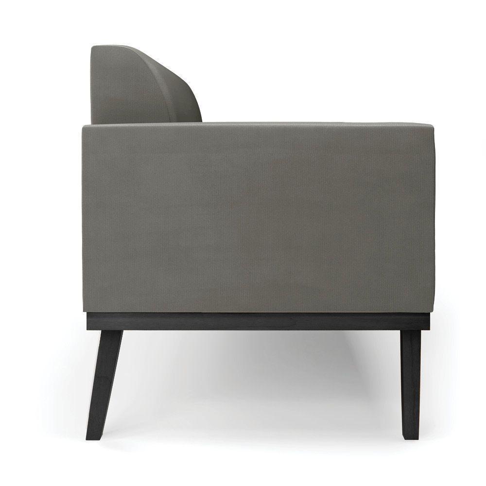 Sofá Namoradeira Base De Madeira Fixa Preto Marisa Suede D03 - D'Rossi Grafite - 4