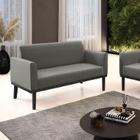 Sofá Namoradeira Base De Madeira Fixa Preto Marisa Suede D03 - D'Rossi Grafite - 7