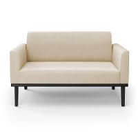 Sofá Namoradeira Base De Madeira Fixa Preto Marisa Suede D03 - D'Rossi Bege - 6