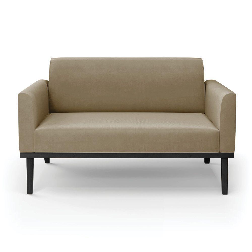 Sofá Namoradeira Base De Madeira Fixa Preto Marisa Suede D03 - D'Rossi Marrom Rato - 6