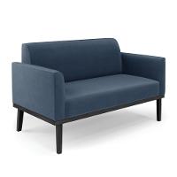 Sofá Namoradeira Com Poltrona Base De Madeira Fixa Preto Marisa Suede Azul Marinho D03 - D'Rossi - 8