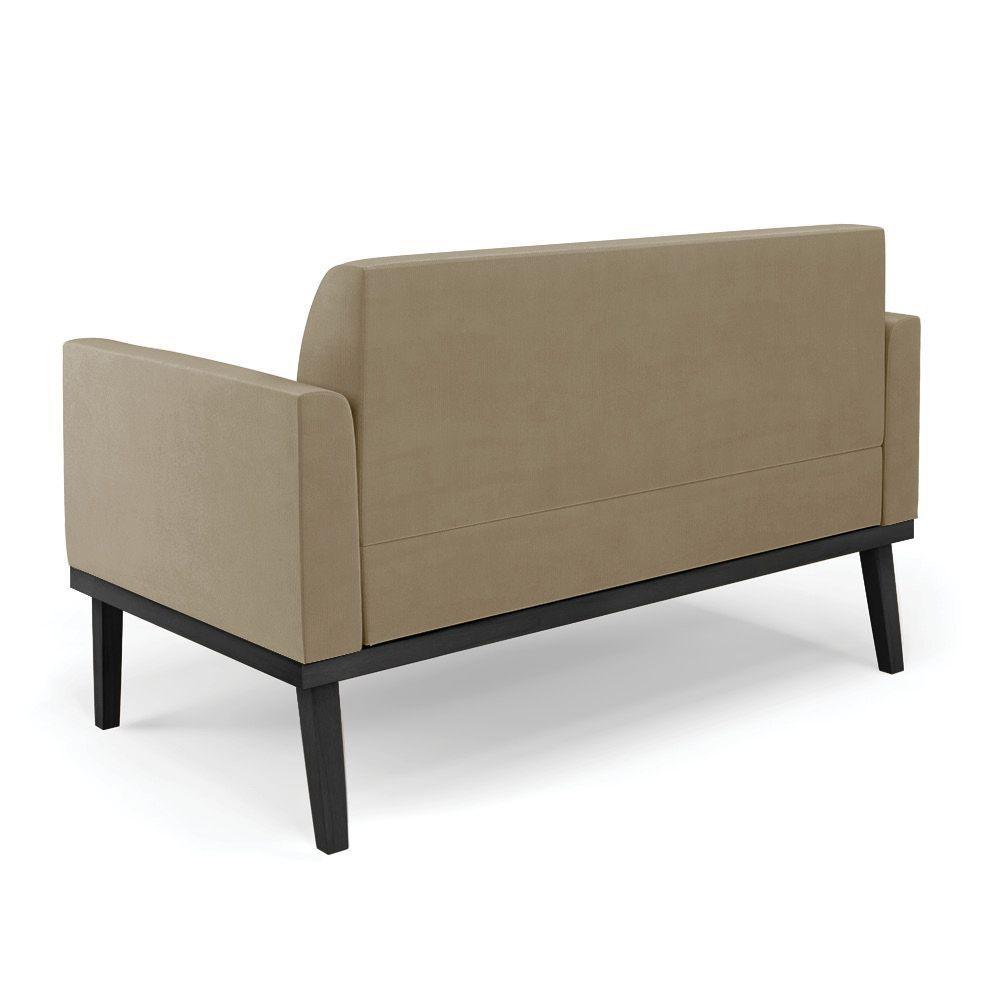 Sofá Namoradeira Com Poltrona Base De Madeira Fixa Preto Marisa Suede D03 - D'Rossi Marrom Rato - 7