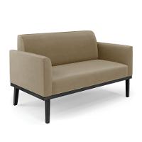 Sofá Namoradeira Com Poltrona Base De Madeira Fixa Preto Marisa Suede D03 - D'Rossi Marrom Rato