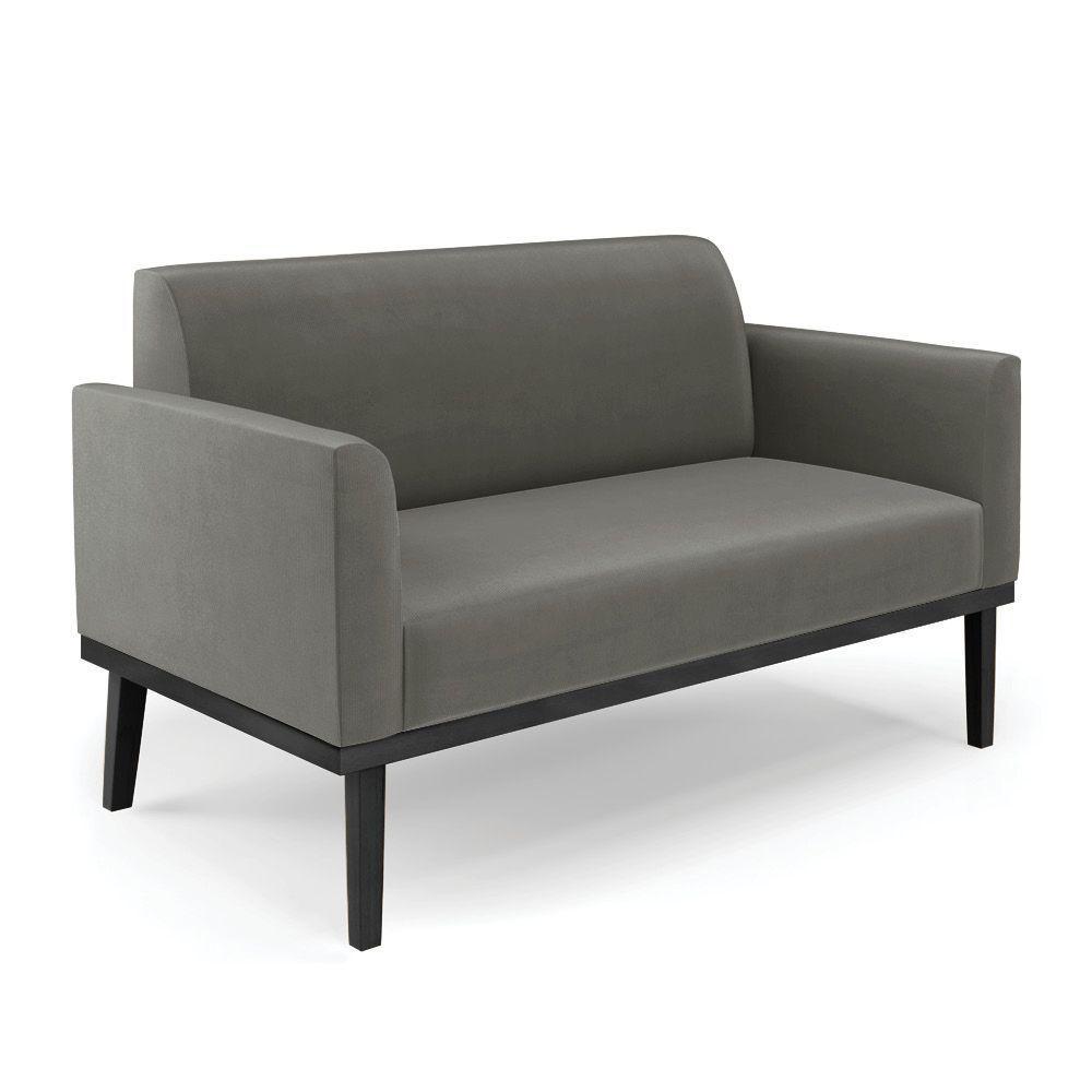 Sofá Namoradeira Com Poltrona Base De Madeira Fixa Preto Marisa Suede Grafite D03 - D'Rossi - 9