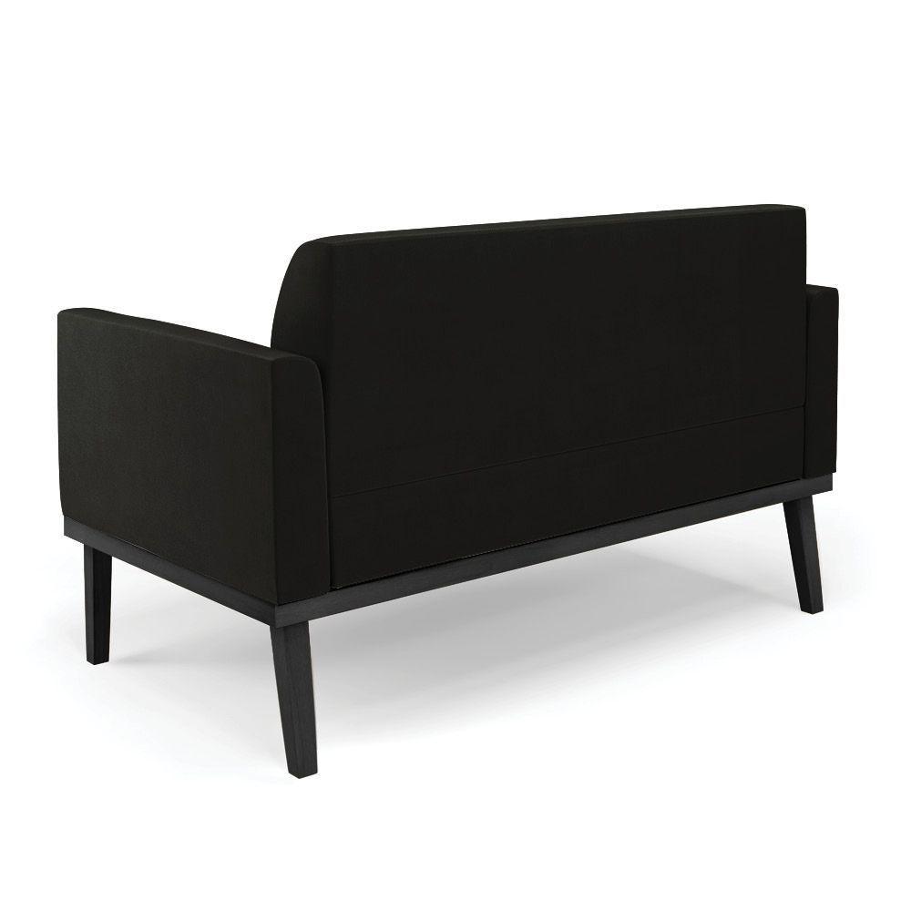 Sofá Namoradeira Com 2 Poltronas Base De Madeira Fixa Preto Marisa Suede D03 - D'Rossi Preto - 8