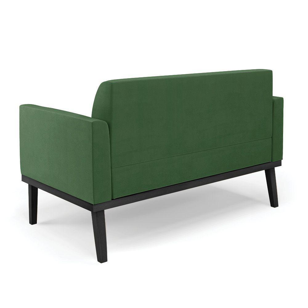 Sofá Namoradeira Com Poltrona Base De Madeira Fixa Preto Marisa Suede D03 - D'Rossi Verde - 4