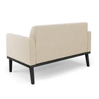 Sofá Namoradeira Com Poltrona Base De Madeira Fixa Preto Marisa Suede Bege D03 - D'Rossi