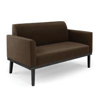 Sofá Namoradeira Com Poltrona Base De Madeira Fixa Preto Marisa Suede D03 - D'Rossi Marrom - 5