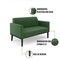 Sofá Namoradeira Com 2 Poltronas Base De Madeira Fixa Preto Marisa Suede D03 - D'Rossi Verde - 8
