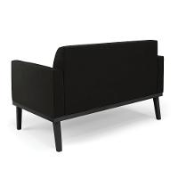 Sofá Namoradeira Com Poltrona Base De Madeira Fixa Preto Marisa Suede Preto D03 - D'Rossi - 6