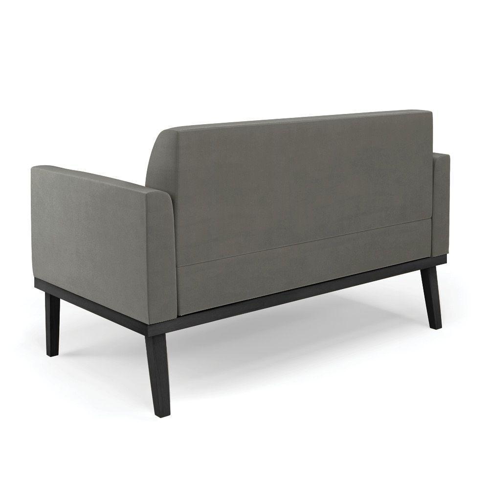 Sofá Namoradeira Com Poltrona Base De Madeira Fixa Preto Marisa Suede D03 - D'Rossi Grafite - 10