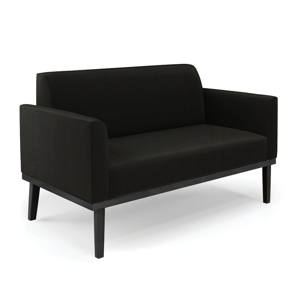 Sofá Namoradeira Com Poltrona Base De Madeira Fixa Preto Marisa Suede D03 - D'Rossi Preto - 6