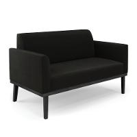 Sofá Namoradeira Com Poltrona Base De Madeira Fixa Preto Marisa Suede D03 - D'Rossi Preto - 6