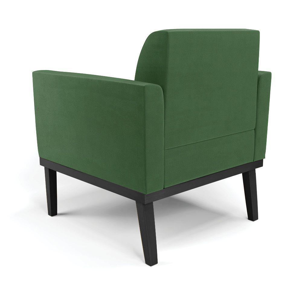 Kit 2 Poltronas Base De Madeira Fixa Preto Marisa Suede D03 - D'Rossi Verde - 3