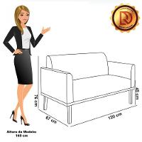 Sofá Namoradeira Com 2 Poltronas Base De Madeira Fixa Preto Marisa Veludo D03 - D'Rossi Rose - 6