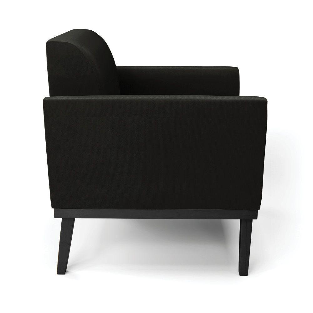 Kit 2 Poltronas Base De Madeira Fixa Preto Marisa Suede D03 - D'Rossi Preto - 5