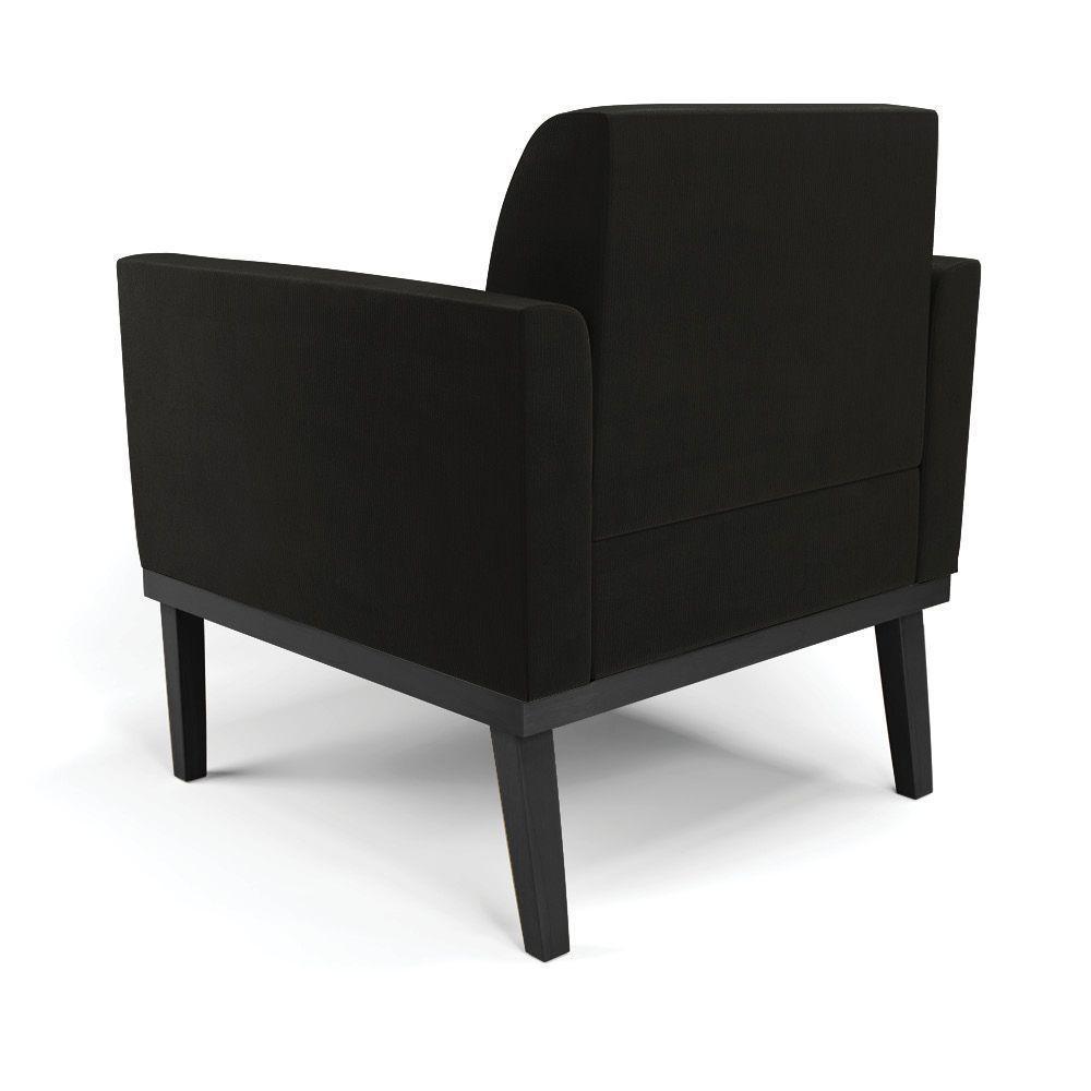 Kit 2 Poltronas Base De Madeira Fixa Preto Marisa Suede D03 - D'Rossi Preto - 7