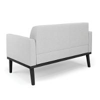 Sofá Namoradeira Com Poltrona Base De Madeira Fixa Preto Marisa Linho D03 - D'Rossi A05 Cinza - 5