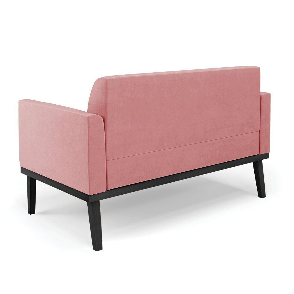 Sofá Namoradeira Com 2 Poltronas Base De Madeira Fixa Preto Marisa Suede D03 - D'Rossi Rose - 3