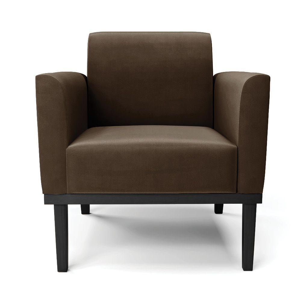 Kit 2 Poltronas Base De Madeira Fixa Preto Marisa Suede Marrom D03 - D'Rossi - 7