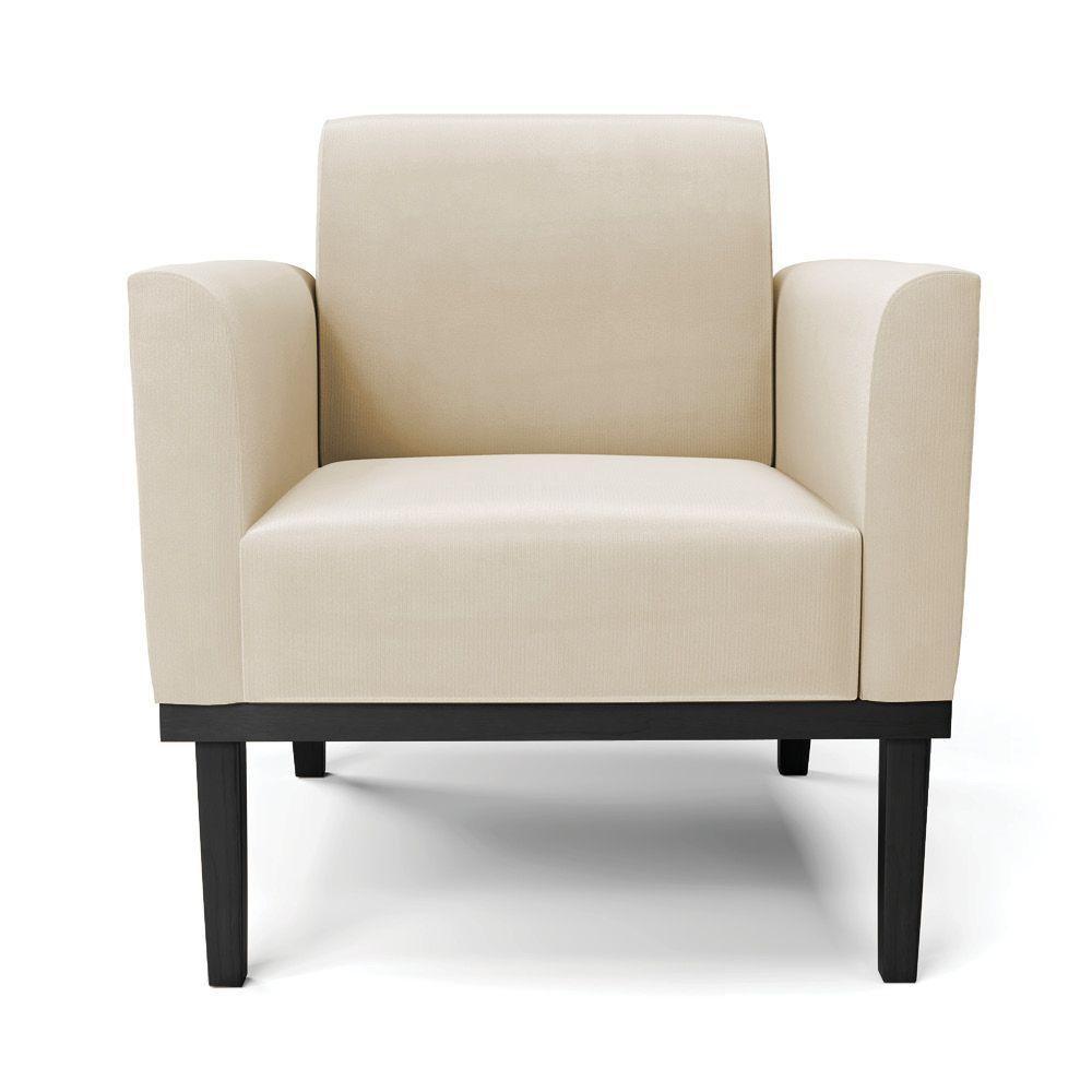 Kit 2 Poltronas Base De Madeira Fixa Preto Marisa Suede Bege D03 - D'Rossi - 3