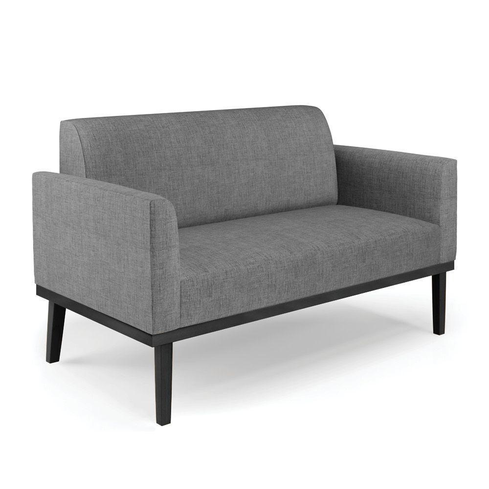 Sofá Namoradeira Com 2 Poltronas Base De Madeira Fixa Preto Marisa Linho D03 - D'Rossi A26 Grafite - 2