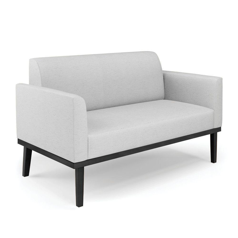 Sofá Namoradeira Base De Madeira Fixa Preto Marisa Linho D03 - D'Rossi A05 Cinza - 1