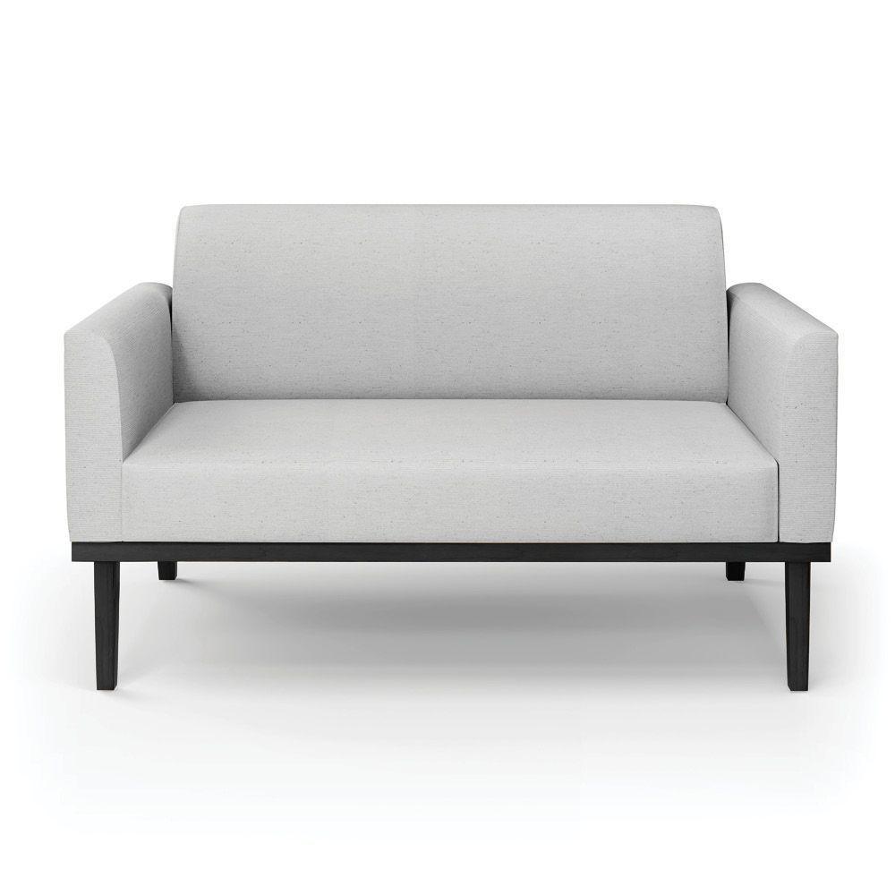 Sofá Namoradeira Base De Madeira Fixa Preto Marisa Linho D03 - D'Rossi A05 Cinza - 6