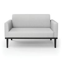 Sofá Namoradeira Base De Madeira Fixa Preto Marisa Linho D03 - D'Rossi A05 Cinza - 6