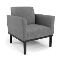 Poltrona Base De Madeira Fixa Preto Marisa Linho D03 - D'Rossi A26 Grafite - 1