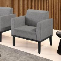 Poltrona Base De Madeira Fixa Preto Marisa Linho D03 - D'Rossi A26 Grafite - 3